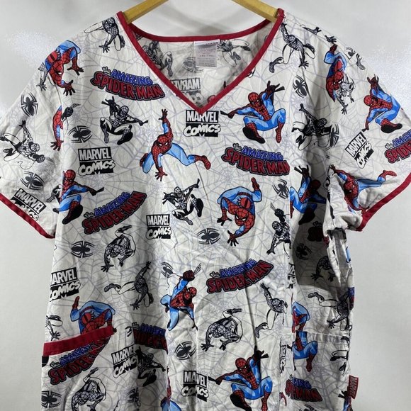 Marvel Tops Marvel Amazing Spiderman Womens 2xl Scrub Top Super